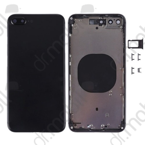 Középrész Apple iPhone 8 Plus hátlap fekete (oldal gombok, SIM kártya tartó)